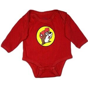 BUC-EE'S Red Bodysuit Unisex Baby 3 Months Long-sleeve Cotton Beaver Logo Infant